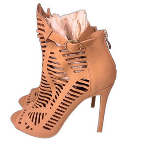 Womens Europiel heels boho beige suede high bohemian lexu casual zipper luxe 9.